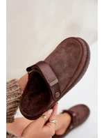 Zateplené dámské pantofle na platformě čokoládové Neliel