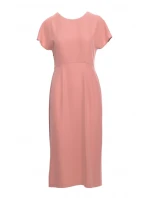 S398 Tužkové šaty s rozparkem na boku - růžové