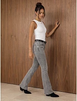 Dámské džíny s vysokým pasem a páskem, střih bootcut, šedé, FashionStreet UY3178 Dámské džíny s vysokým pasem a páskem, střih bootcut, šedé, FashionStreet UY3178
