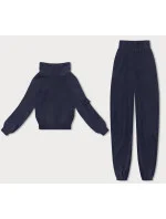 Tmavě modrý dámský teplákový komplet typu "wafel" (AMG-339A) Tmavě modrý dámský teplákový komplet typu "wafel" (AMG-339A)
