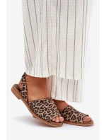 Zazoo 40327 Kožené Nazouvací Sandály Leopardí
