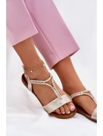 Dámské Plné Sandály S Pásky S.Barski KV51-120 Zlaté