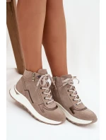 Dámské sportovní kotníkové boty na platformě z přírodního semiše Zazoo Z1239 béžové