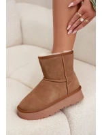 Dámské sněhule Privine z přírodního semiše na platformě – camel