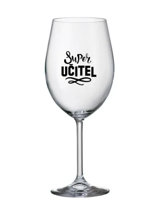 SUPER UČITEL - čirá sklenice na víno 350 ml 