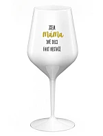 JSEM MÁMA, DVĚ DECI FAKT NESTAČÍ - bílá nerozbitná sklenice na víno 470 ml
