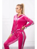 Velurová souprava s ozdobnými stuhami fuchsiová