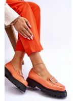 Pohodlné kožené mokasíny oranžové Agathę Pohodlné kožené mokasíny oranžové Agathę