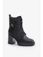 Zateplené boty na podpatku se zlatým detailem černé Ivarisse