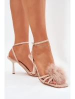 Dámské Sandály Na Jehlách S Peřími Béžové Xaliope Dámské Sandály Na Jehlách S Peřími Béžové Xaliope