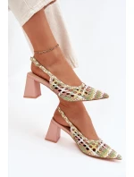 Sandály S Pletením Na Podpatku Růžové Ebina
