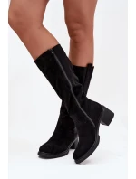 Dámské kozačky na blok Eko semiš černé Darisse Dámské kozačky na blok Eko semiš černé Darisse