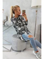 Mikina s dlouhými zády moro grey+black