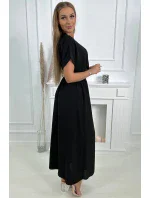 Dlouhé šaty s ozdobným páskem černé