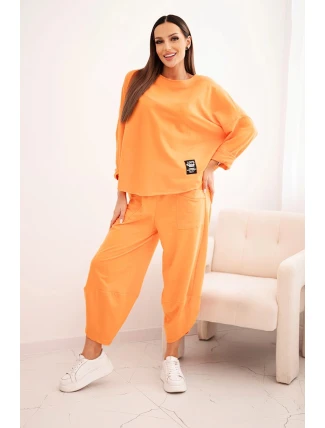 Komplet bavlněný mikina + kalhoty oranžový