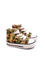 Dětské vysoké tenisky s zipem Béžová a zelená Filemon