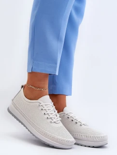 Kožené Sportovní Dámské Tenisky Beige Lalnai