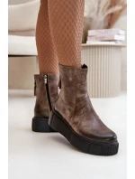 Zazoo 60369 Dámské Kožené Kotníkové Boty Na Platformě Tmavě Béžové Zazoo 60369 Dámské Kožené Kotníkové Boty Na Platformě Tmavě Béžové