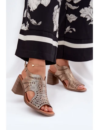 Dámské Sandály S Prořezávaným Designem Na Podpatku Zlaté Tosine Dámské Sandály S Prořezávaným Designem Na Podpatku Zlaté Tosine