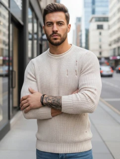 Pánský béžový svetr FashionStreet WX1992