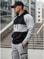 Pánská základní mikina s kapucí s šedými a černými pruhy FashionStreet BX5902