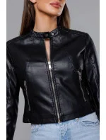 Krátká černá bunda ramoneska se stojáčkem (11Z8038) Krátká černá bunda ramoneska se stojáčkem (11Z8038)