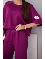 Dámský máslový komplet z viskózy mikina a široké kalhoty světle fialový Dámský máslový komplet z viskózy mikina a široké kalhoty světle fialový