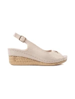 Výborné  sandály dámské Jasnobeżowy na klínku