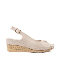 Výborné sandály dámské Jasnobeżowy na klínku