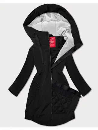 Lehce zateplená černá dámská bunda s kapucí LHD (LHD-24589) Lehce zateplená černá dámská bunda s kapucí LHD (LHD-24589)