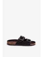 Dámské Pantofle S Přezkami Na Korek Podošve Černé Sercele