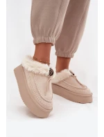 Dámské zimní boty s kožíškem na platformě béžové Rosmira