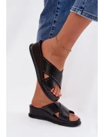 Zdobené dámské sandály na platformě z ekokůže Černé Calorissa
