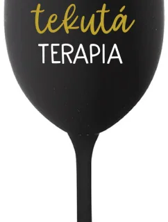 DEDKOVA TEKUTÁ TERAPIA - čierny pohár na víno 350 ml