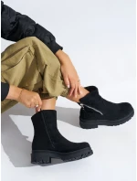 Praktické černé dámské kotníčkové boty platforma Praktické černé dámské kotníčkové boty platforma