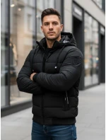 Pánská prošívaná zimní bunda s kapucí černá FashionStreet TX5094