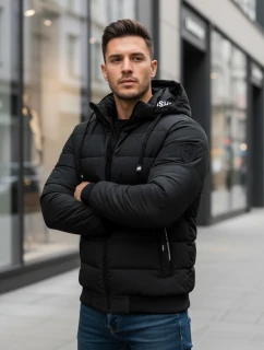 Pánská prošívaná zimní bunda s kapucí černá FashionStreet TX5094