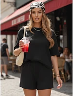 Dámský letní pruhovaný komplet Polský výrobek černý FashionStreet AY1162