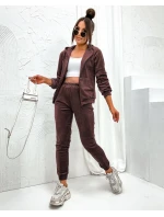 Dámská tepláková souprava v čokoládové barvě s rozepínací mikinou (829)