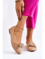 Dámské baleríny s výstřihem do V a ozdobnou mašlí Tmavě béžová Luminous Dámské baleríny s výstřihem do V a ozdobnou mašlí Tmavě béžová Luminous