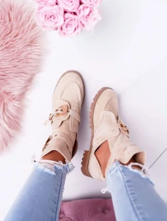 Lu Boo béžové Suede vystřihnout kotníkové boty Rock Girl
