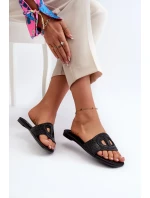 Černé dámské pantofle na plochém podpatku Dimrose Černé dámské pantofle na plochém podpatku Dimrose