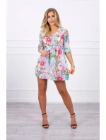 Květinové šaty s vázáním v pase, pudrově růžové Květinové šaty s vázáním v pase, pudrově růžové