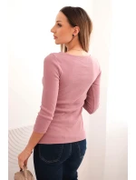 Dámská pruhovaná blůza s 3/4 rukávem a ozdobným nášivkem tmavě růžová