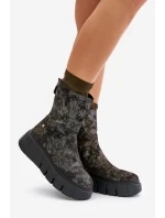 Dámské Kožené Boty Na Masivní Platformě Maciejka 06766-09 Khaki