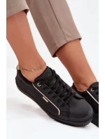 Dámské Tenisky Z Eko Kůže Big Star SS274025 Černo-Zlaté