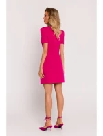 M777 Mini šaty s vycpávkami na ramenou - fuchsiová M777 Mini šaty s vycpávkami na ramenou - fuchsiová