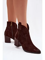 Dámské perforované kotníkové boty Vinceza 58640 Čokoládové