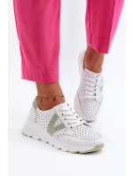 Dámské kožené lehké sportovní boty bílé Eleonori