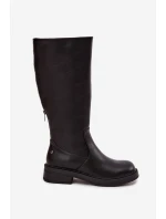 Dámské kožené zateplené kozačky Maciejka – černé